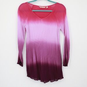 Soft‎ Surroundings Ombre Long Sleeve Tunic Womens Small Pink Purple Boho Hippie